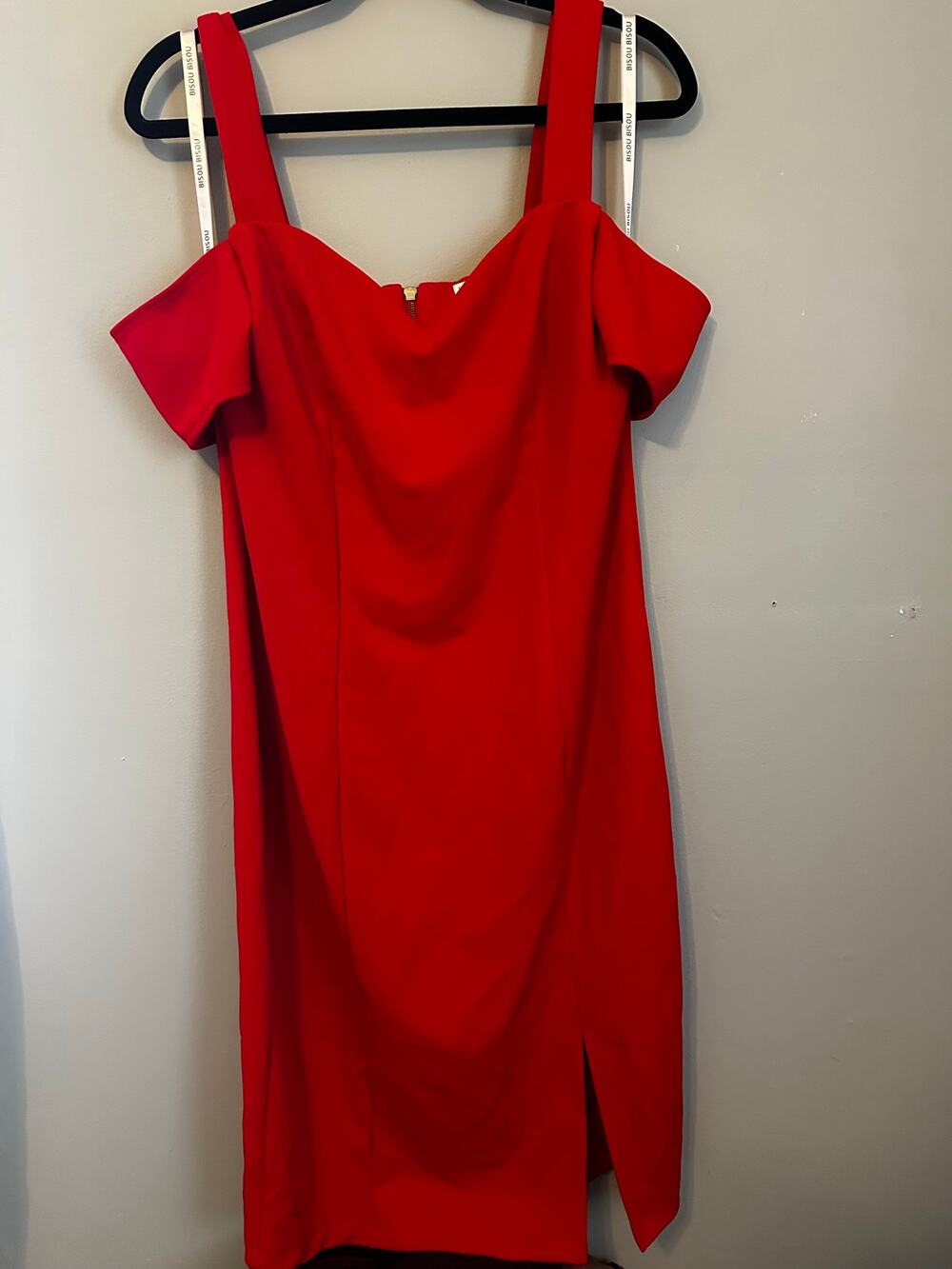Bisou Bisou Red Draped Neck Bodycon Dress Size 14 Y2K Glam